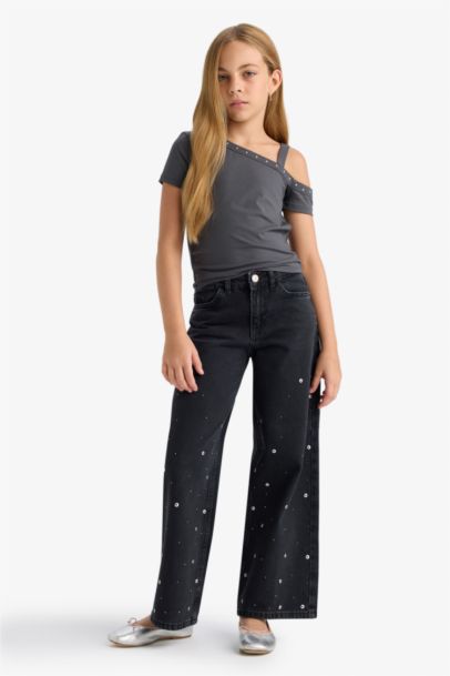 فانيلة بناتي سليم فيت مرصع بحجر