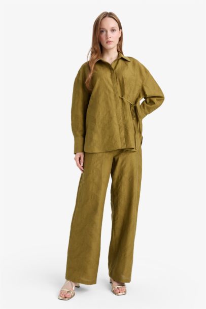 Regular Fit Elastic Waist Jacquard Trousers