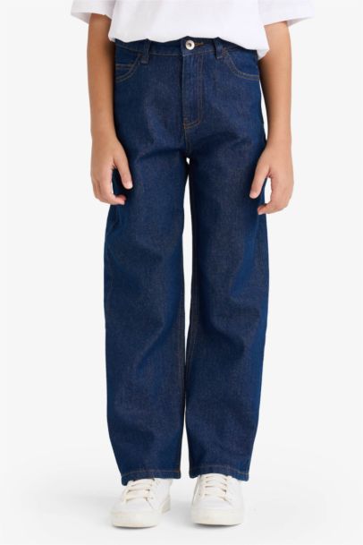 بنطلون جينز اولادي وايد ليج برجل عادية