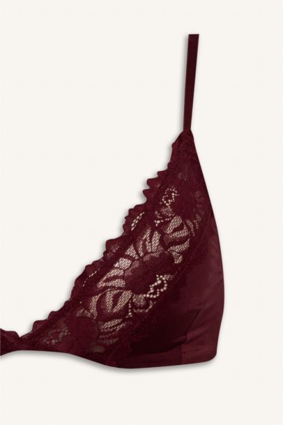 Dantel Detaylı Saten Kapsız Pedsiz Balensiz Bralet