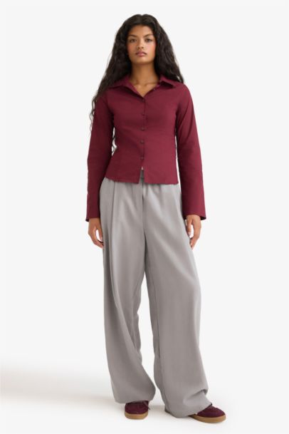 Fitted Poplin Long Sleeve Shirt