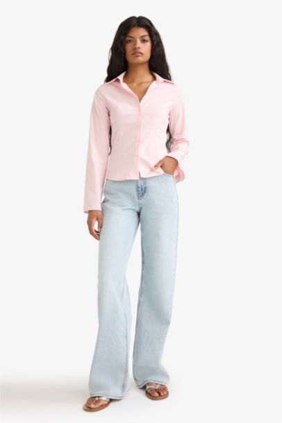 Chemise en popeline à manches longues Coupe ajustée