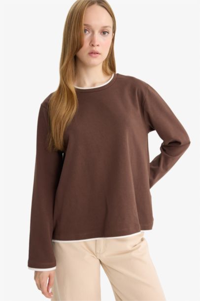 Regular Fit Crew Neck Long Sleeve T-Shirt Tunic