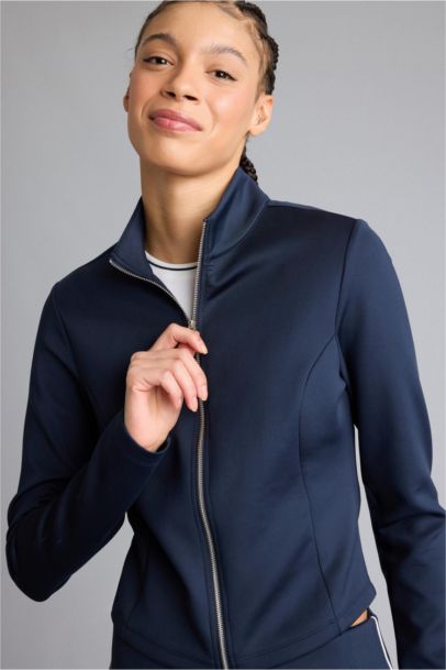 Standard Fit High Neck Scuba Fabric Cardigan