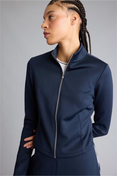 Standard Fit High Neck Scuba Fabric Cardigan