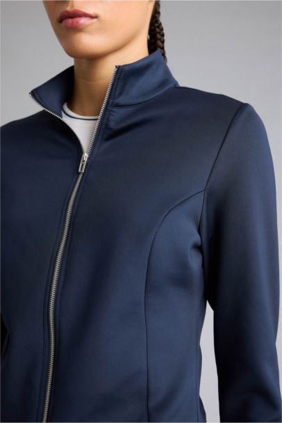 Standard Fit High Neck Scuba Fabric Cardigan