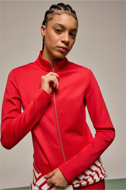 Standard Fit High Neck Scuba Fabric Cardigan