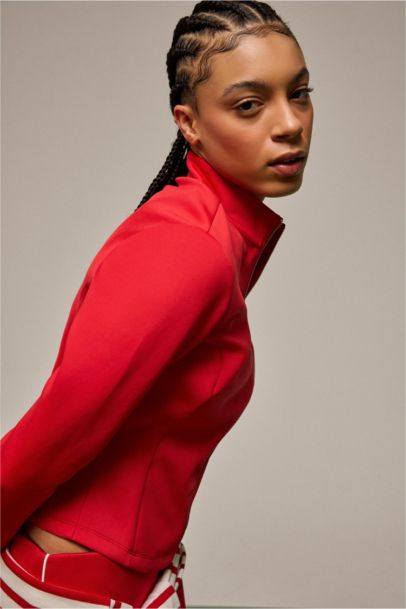 Standard Fit High Neck Scuba Fabric Cardigan