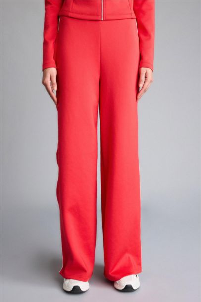 Wide Leg Standard Length Scuba Fabric Sports Sweatpants