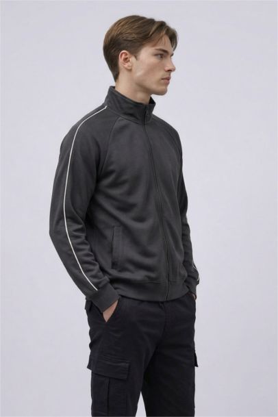 Boxy Fit High Neck Cardigan