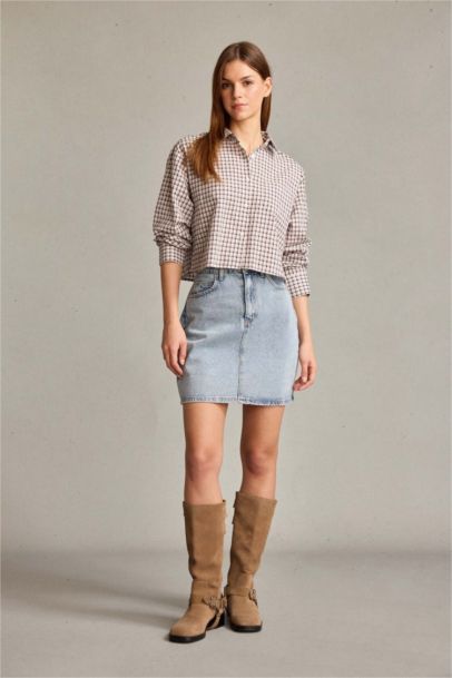 Embroidered Denim Skirt