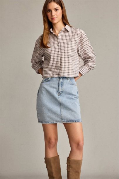 Embroidered Denim Skirt