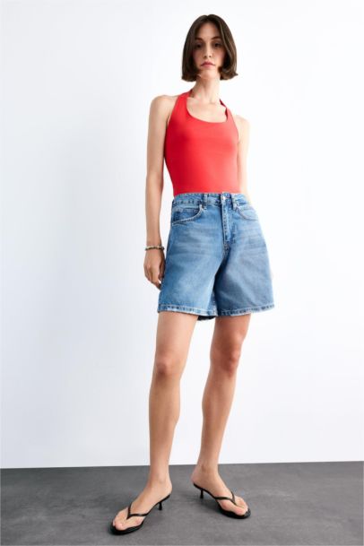 Regular Fit Denim Shorts