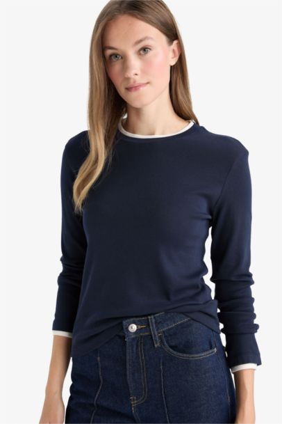 Slim Fit Crew Neck Long Sleeve Tunic