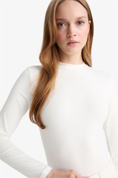 Slim Fit Half Turtleneck Long Sleeve Tunic