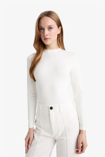 Slim Fit Half Turtleneck Long Sleeve Tunic