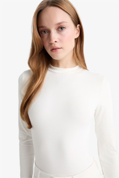 Slim Fit Half Turtleneck Long Sleeve Tunic