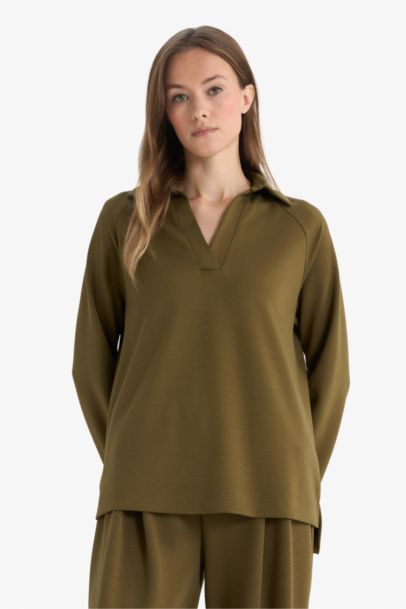 Regular Fit Boat Collar Long Sleeve Tunic