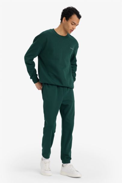 Boxy Fit 2'li Takım Bisiklet Yaka Baskılı Sweatshirt Eşofman Altı