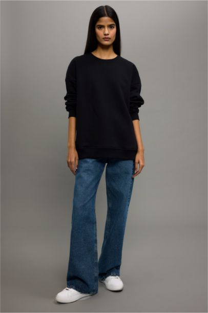 Oversize Fit Basic Thick Sweatshirt