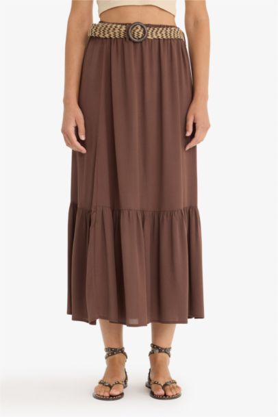 A Cut Crinkle Viscose Skirt