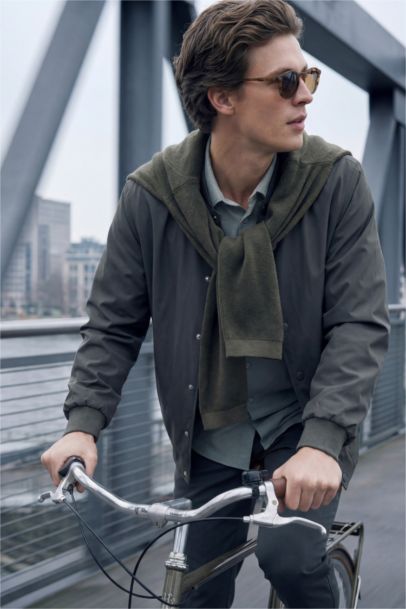 Slim Fit Lined Snap Button Jacket