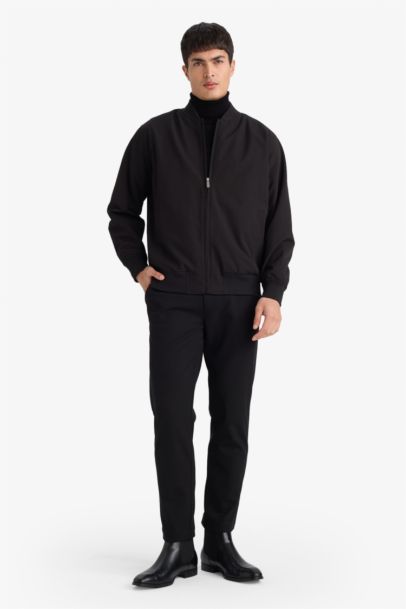 Slım Fıt Astarlı Fermuarlı Krinkıl Mont