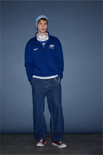 Sweatshirt Boxy imprimé à col montant