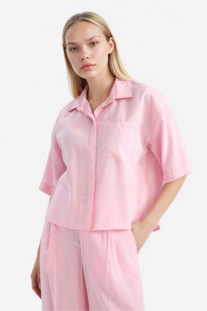 Рубашка с коротким рукавом Loose Fit из модала для женщин