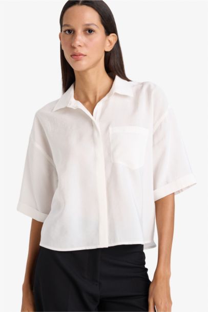 Рубашка с коротким рукавом Loose Fit из модала для женщин