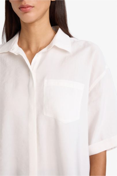 Рубашка с коротким рукавом Loose Fit из модала для женщин