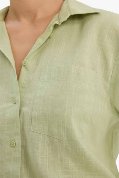 Oversize Fit Shirt Collar Long Sleeve Shirt