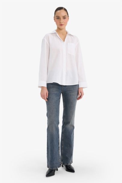 Oversize Fit Shirt Collar Long Sleeve Shirt