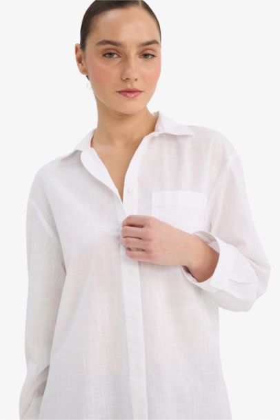 Oversize Fit Shirt Collar Long Sleeve Shirt