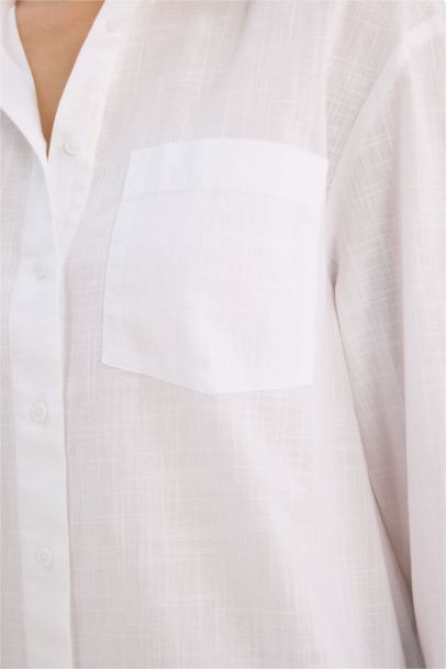 Oversize Fit Shirt Collar Long Sleeve Shirt