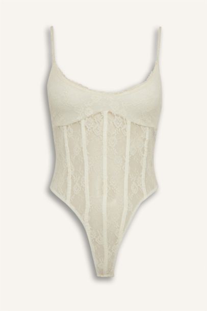Lace Thin Strappy Bodysuit