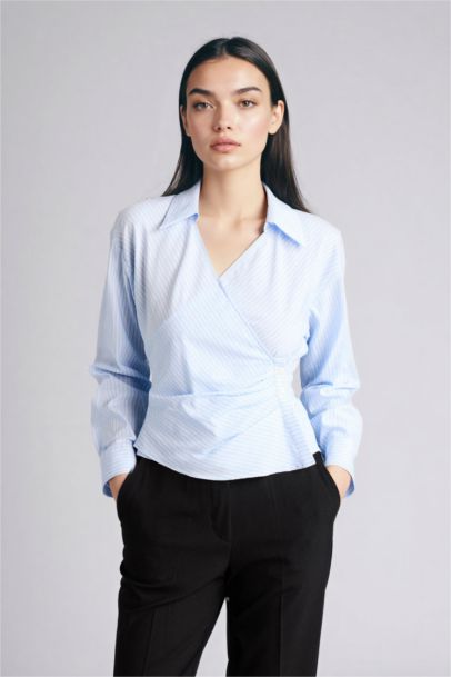 Regular Fit V-Neck Striped Long Sleeve Shirt