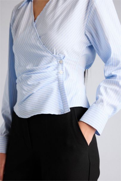 Regular Fit V-Neck Striped Long Sleeve Shirt