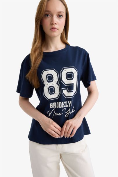 Regular Fit Crew Neck Number Pattern T-Shirt