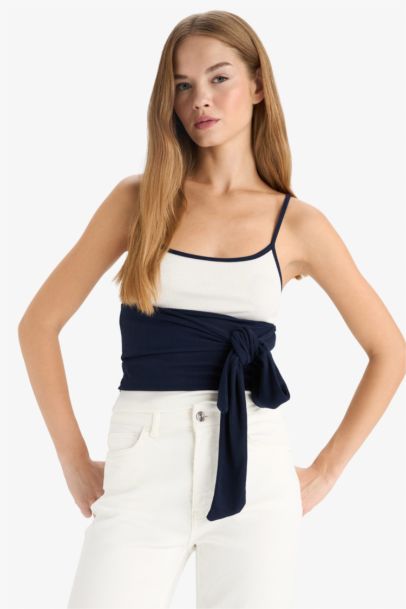 Waisted Camisole Belted Tank Top