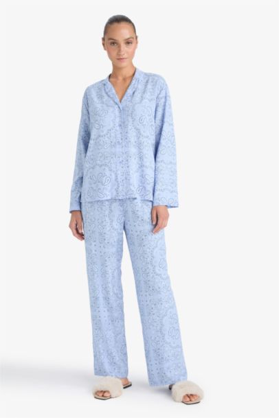 Fall in Love Regular Fit Patterned Top Bottoms 2 Piece Pajama Set