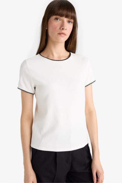 Regular Fit Crew Neck Ribbed T-Shirt