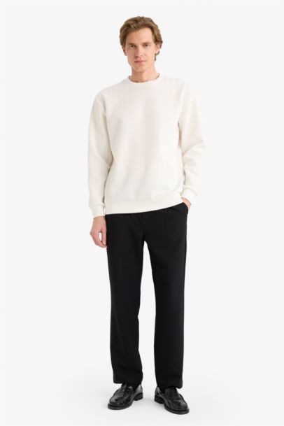 سويت شيرت قصة عادية بياقة مستديرة