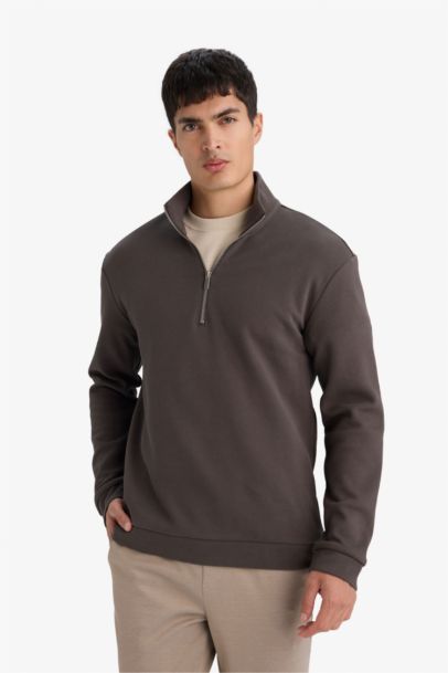 سويت شيرت قصة عادية وياقة عالية