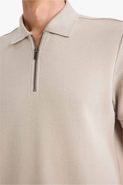 Regular Fit Zippered Short Sleeves Polo T-shirt