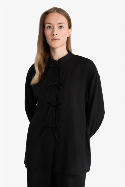 Regular Fit Crinkle Fabric Long Sleeve Tunic