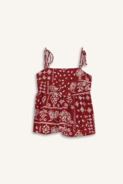 بلوزة بوبلين فلير فيت مطبوع