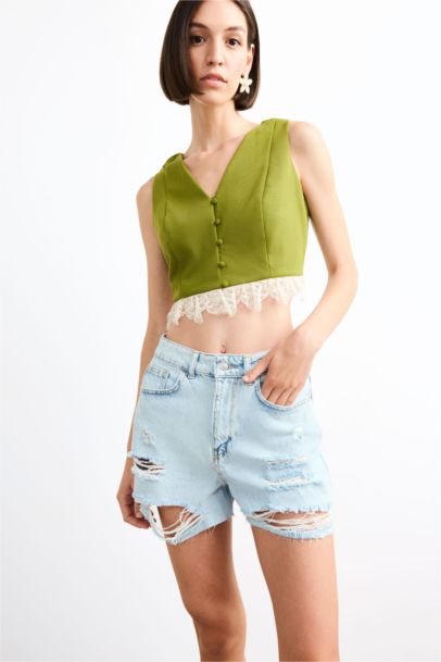 Slim Fit Button Neck Vest