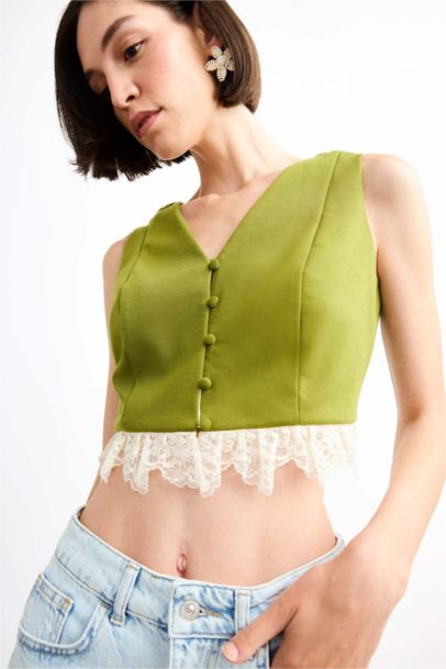 Slim Fit Button Neck Vest