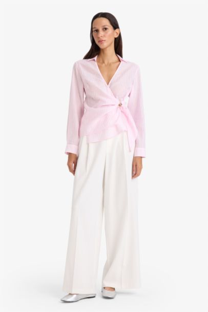 Фактурная блузка Regular Fit с длинным рукавом